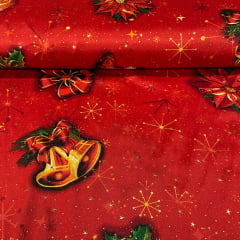 Toalha Natal Clima de Natal com Brilho Dourado