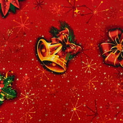 Toalha Natal Clima de Natal com Brilho Dourado