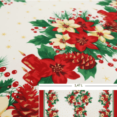 Toalha Natal Flores e Velas Natalinas