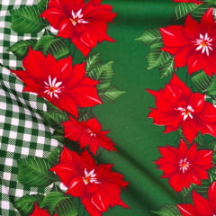 Toalha Natal Flores e Xadrez Verde Toalha Natal Flores e Xadrez Verde