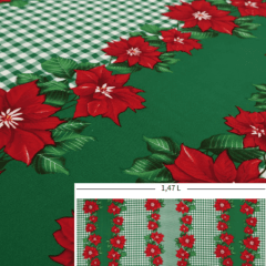 Toalha Natal Flores e Xadrez Verde