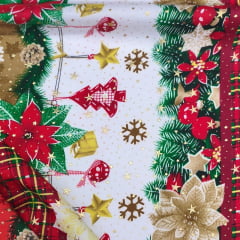 Toalha Natal Flores no Natal com Brilho Dourado Toalha Natal Flores no Natal com Brilho Dourado