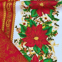 Toalha Natal Jardim de Natal Fundo Vermelho Toalha Natal Jardim de Natal Fundo Vermelho