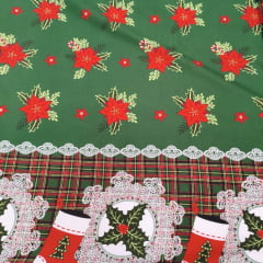 Toalha Natal Meias de Natal e Xadrez
