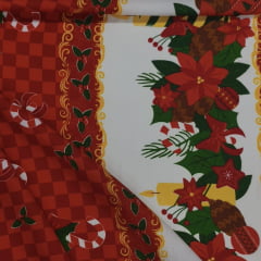 Toalha Natal Mini Xadrez Vermelho e Docinhos
