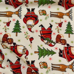 Toalha Natal Papai Noel e Bichinhos Toalha Natal Papai Noel e Bichinhos