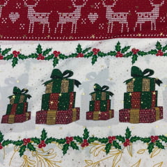 Toalha Natal Presentes Lindos com Brilho Dourado