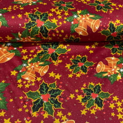 Toalha Natal Sinos Dourados com Brilho Dourado