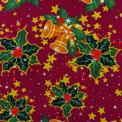 Toalha Natal Sinos Dourados com Brilho Dourado
