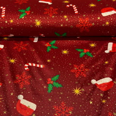 Toalha Natal Tradicional com Brilho Dourado