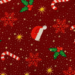 Toalha Natal Tradicional com Brilho Dourado