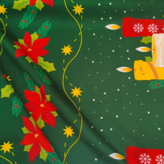 Toalha Natal Velas e Flores de Natal