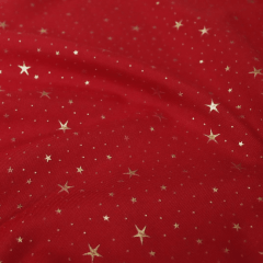 Toalha Natal Vermelha Estrelas Brilhantes Dourada