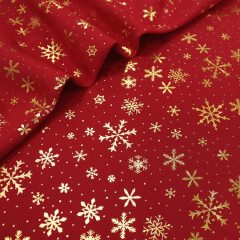 Toalha Natal Vermelha Flocos Brilhante Dourado  