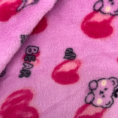 Sherpa Estampado Ursinhos Fundo Rosa