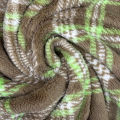 Sherpa Estampada Xadrez Fundo Bege