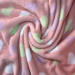 Fleece Corações Fundo Rosa 1,60M