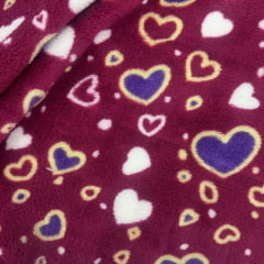 Fleece Corações Fundo Vinho