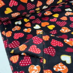 Fleece Corações Preto