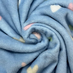 Fleece Mini Corações Fundo Azul