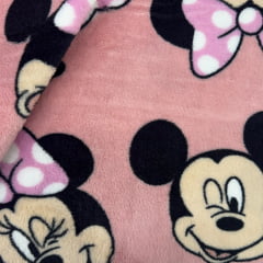 Fleece Minnie e Mickey Fundo Rosa 