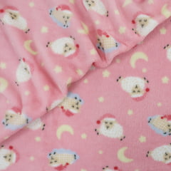 Fleece Ovelhas Fundo Rosa 