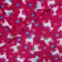 Fleece Unicórnios Fundo Rosa 
