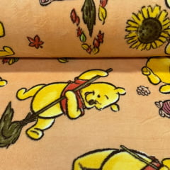 Fleece Ursinho Pooh Fundo Laranja