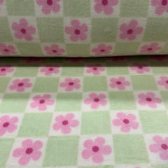 Fleece Xadrez Verde com Flores