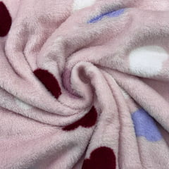 Fleece Corações Tons de Rosa