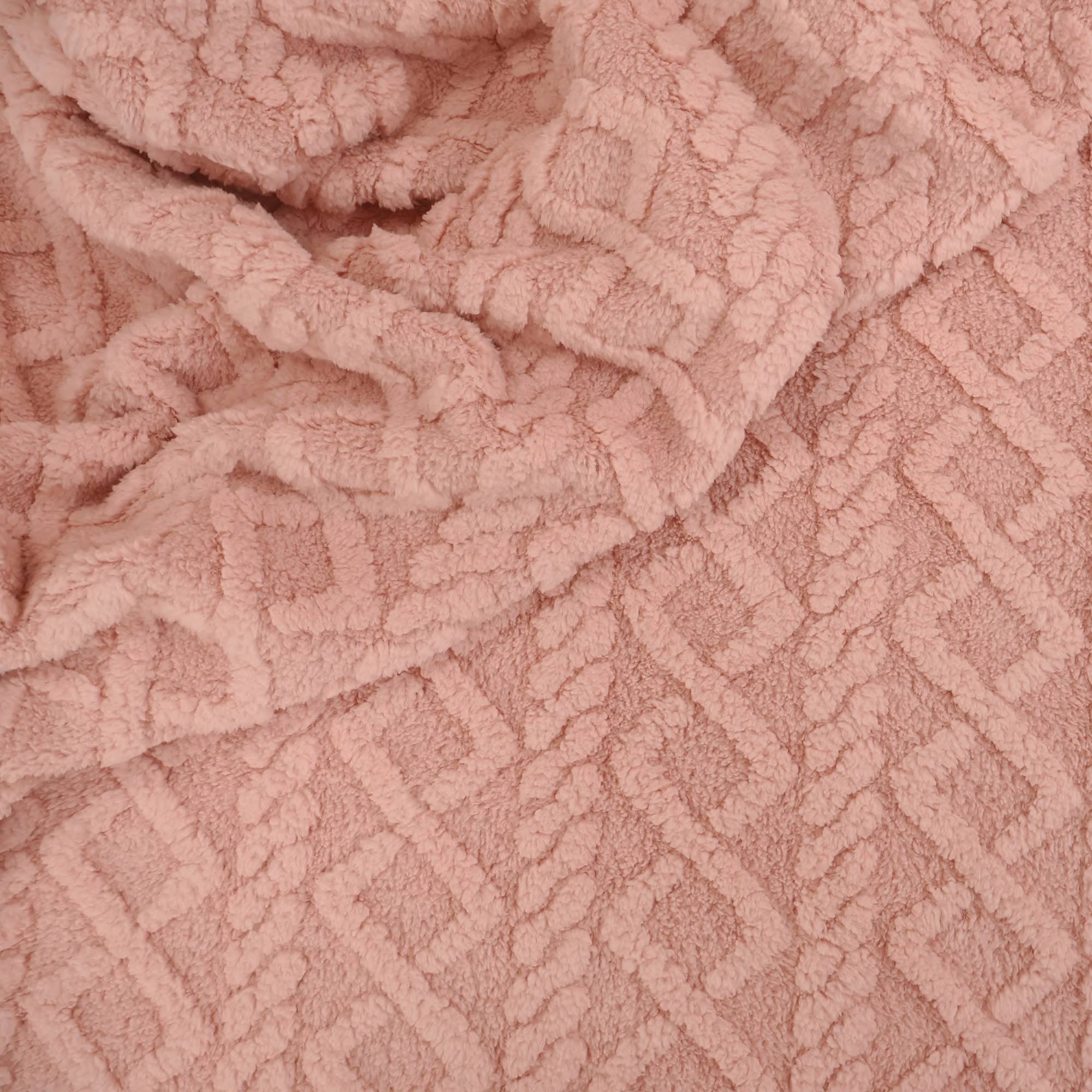 Mantinha Fleece Jacquard Tricot Rosê Mantinha Fleece Jacquard Tricot Rosê