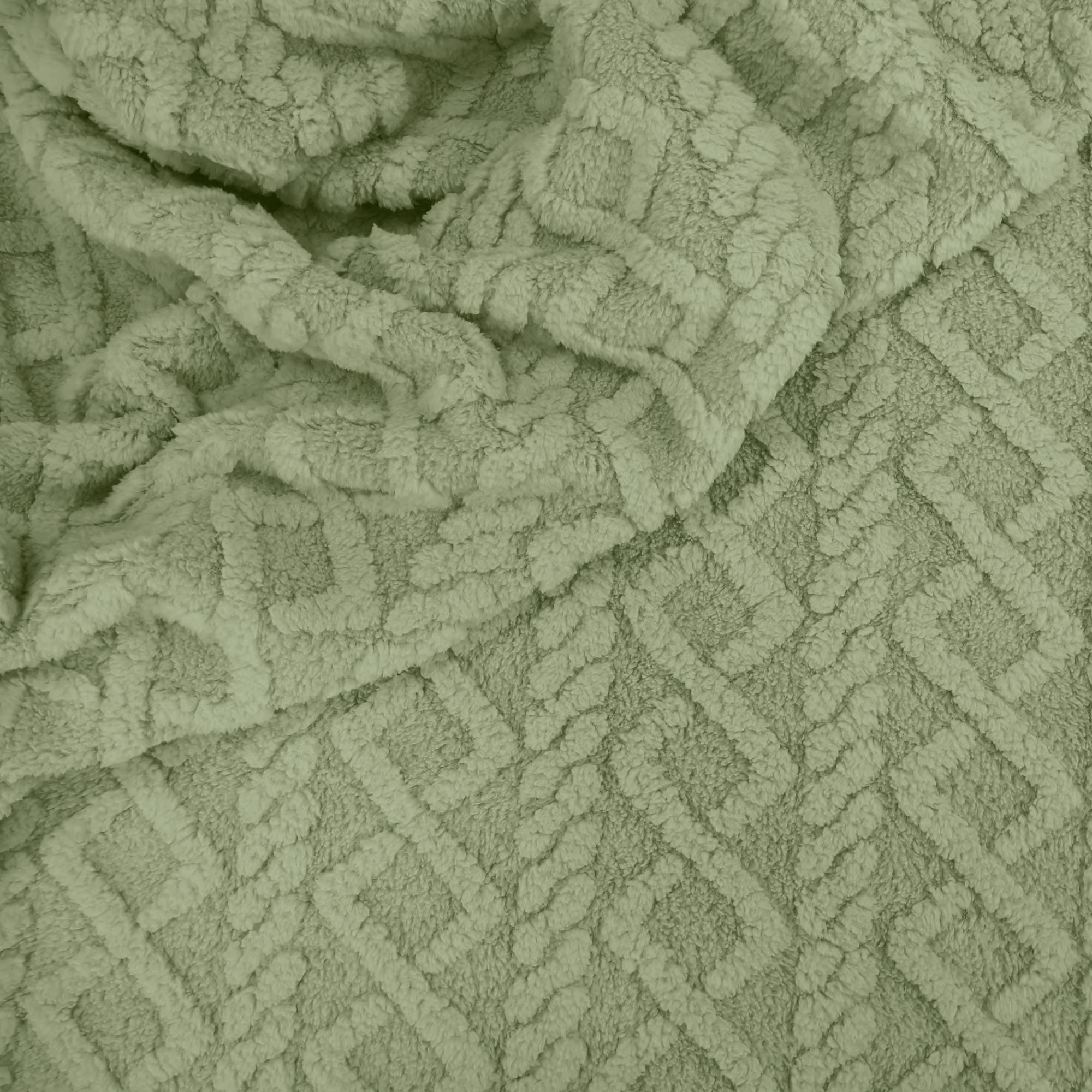 Mantinha Fleece Jacquard Tricot Verde Chá Mantinha Fleece Jacquard Tricot Verde Chá