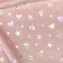 Fleece Corações Brilhantes Arco-Íris