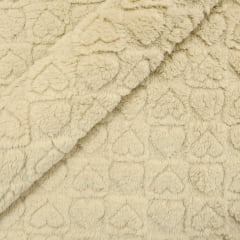 Fleece Grosso Coração 3D Bege