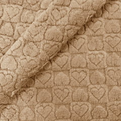 Fleece Grosso Coração 3D Marrom