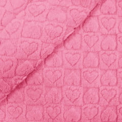 Fleece Grosso Coração 3D Rosa Chiclete