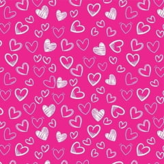 Tricoline Corações Fundo Rosa