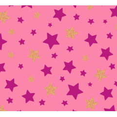 Tricoline Estrelas em Rosa e Dourado