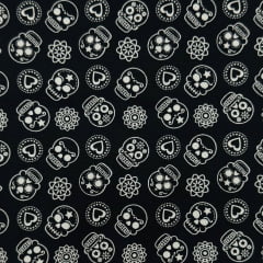 Tricoline Caveiras Fundo Preto