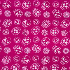 Tricoline Caveiras Fundo Rosa 