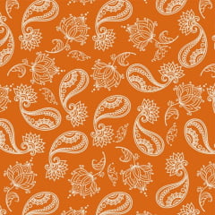 Tricoline Paisley e Flores Caramelo