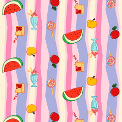Tricoline Frutas e Doces em Listras Tricoline Frutas e Doces em Listras