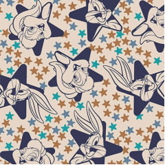 Tricoline Looney Tunes em estrelas Azuis Tricoline Looney Tunes em estrelas Azuis