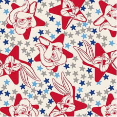 Tricoline Looney Tunes em estrelas Vermelhas Tricoline Looney Tunes em estrelas Vermelhas