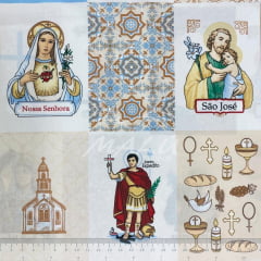 Tricoline Religião Imagens de Santos 62cm