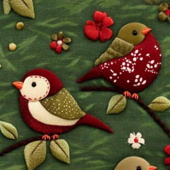 Tricoline Digital Passarinhos Verdes