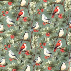 Tricoline Digital Pássaros na Arvore 