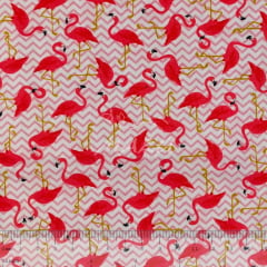 Tricoline Flamingos fundo Rosa