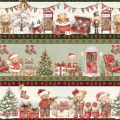 Tricoline Barrada Ursinhos no Natal