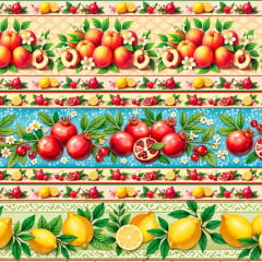 Tricoline Barrado Frutas Variadas 